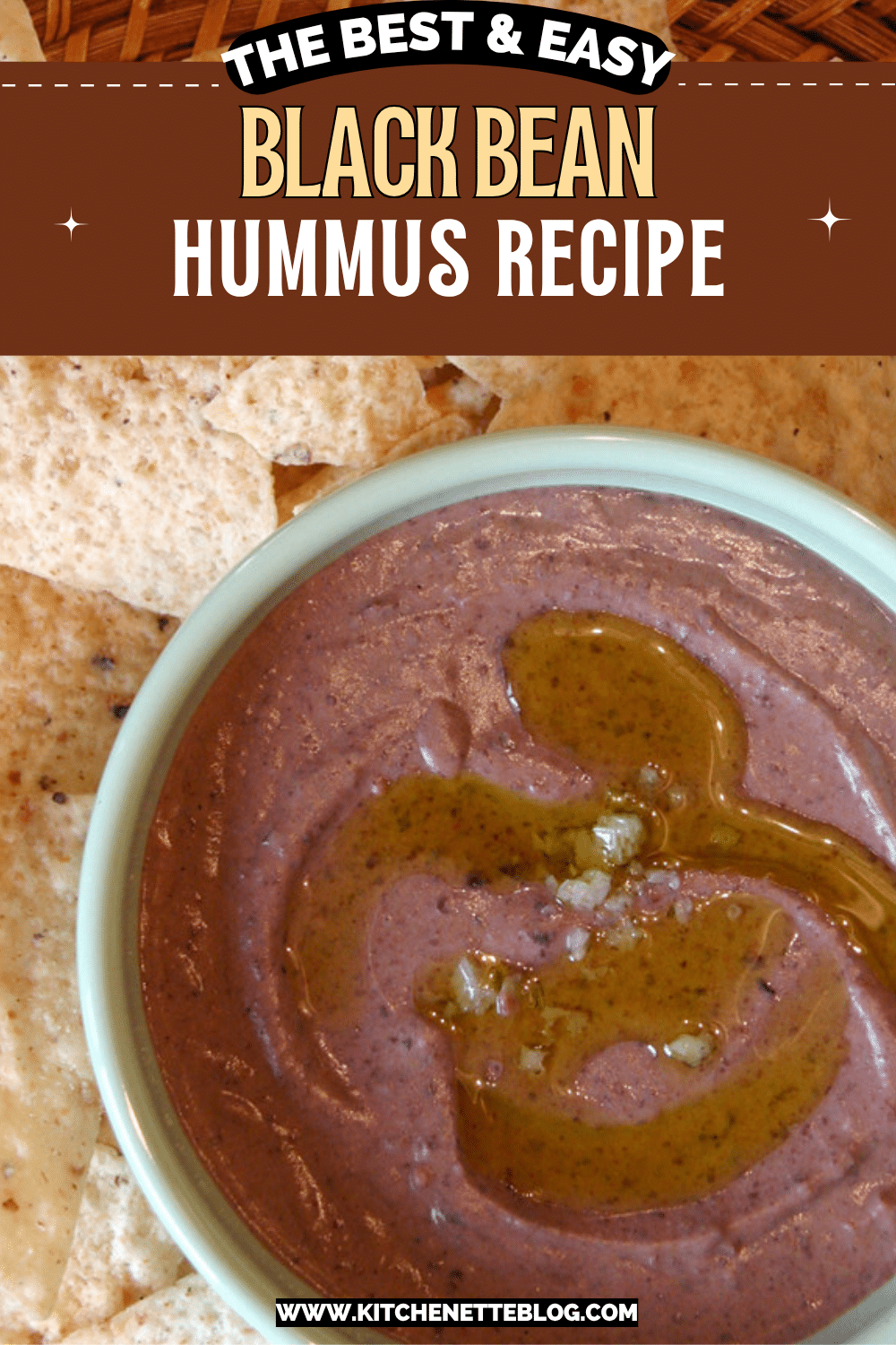 Black Bean Hummus ready to be pinned