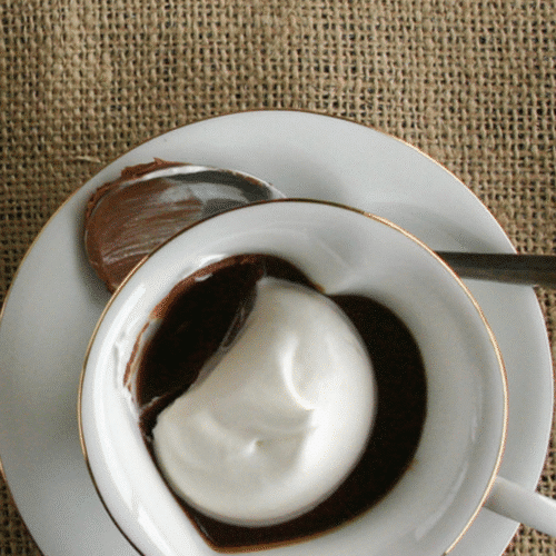 Chocolate Pots de Crème close up photo