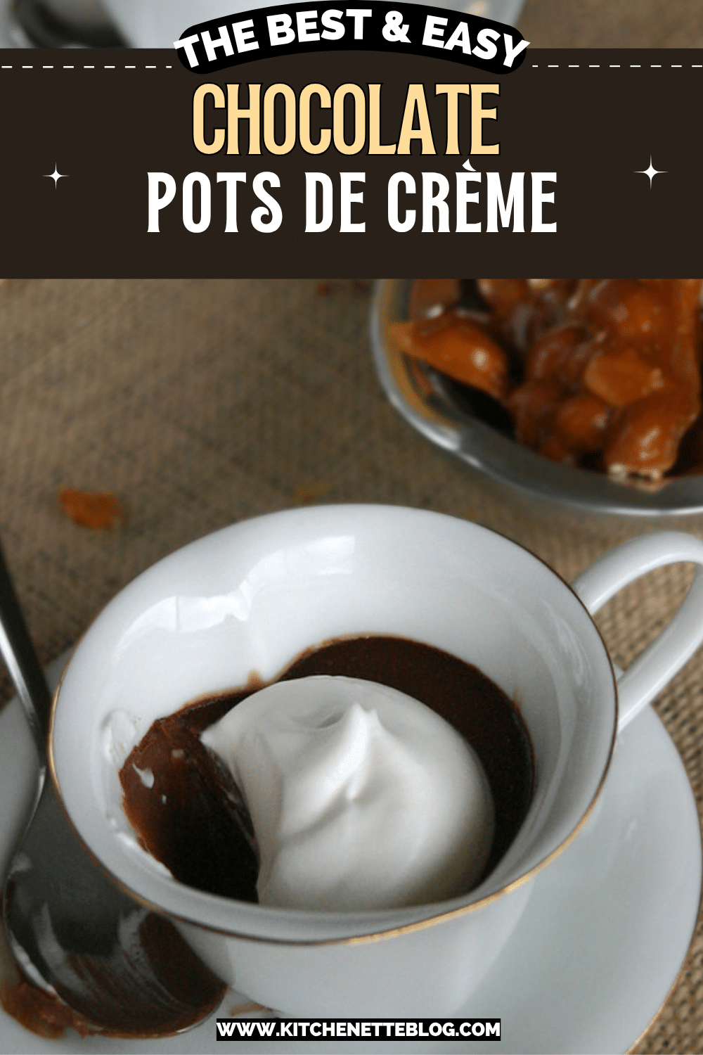 Chocolate Pots de Crème ready to be pinned