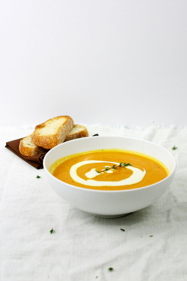 roasted carrot & parsnip soup with lemon ginger cream