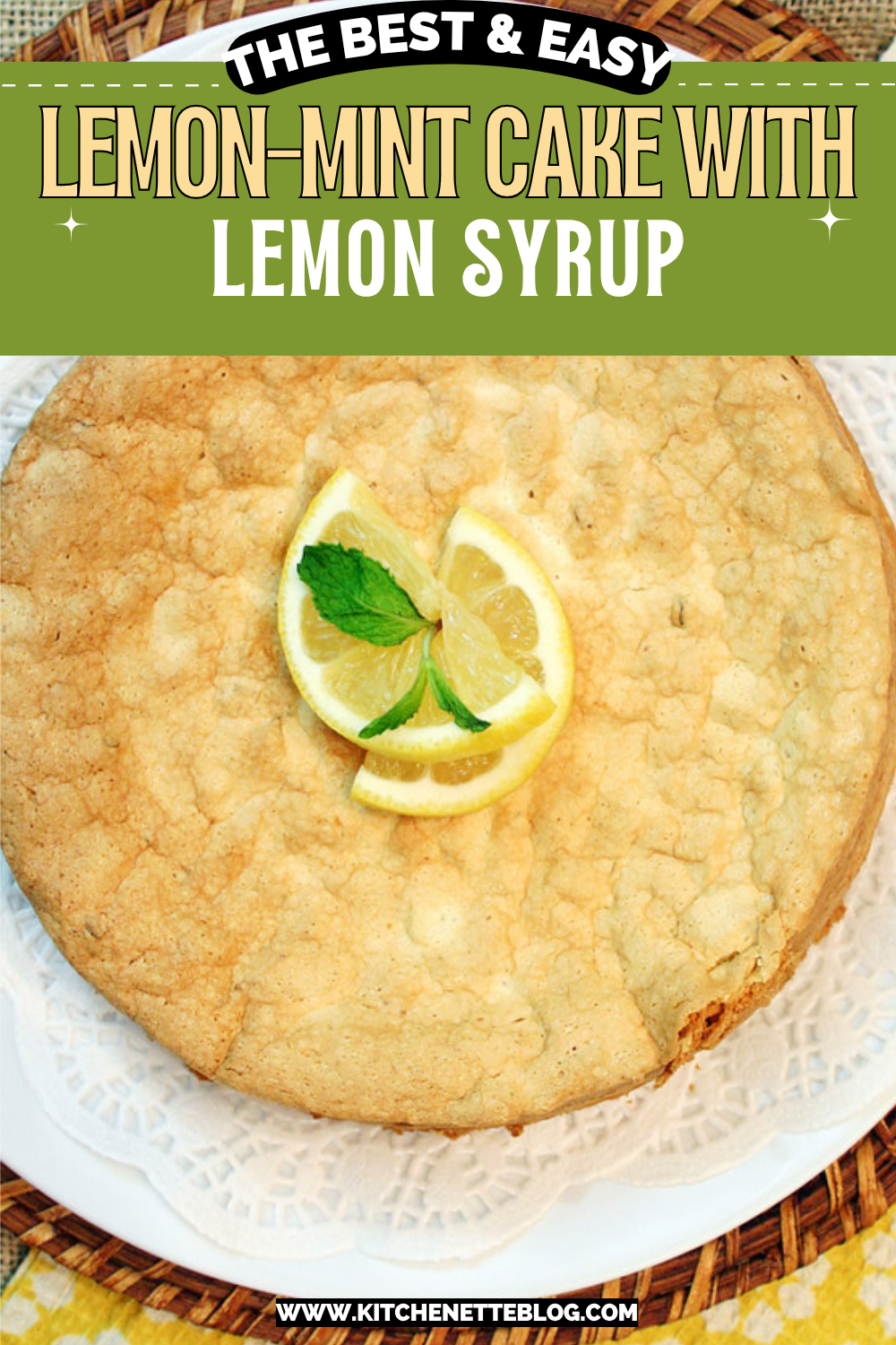 Lemon-Mint Cake ready to be pinned