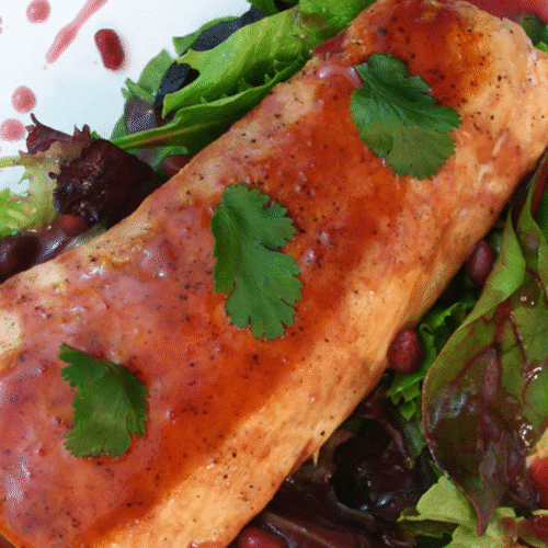 Pan Seared Salmon with Pomegranate Reduction Recipe