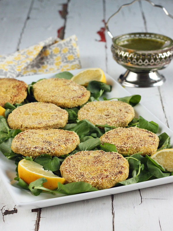 chickpea cakes with spicy herb sauce