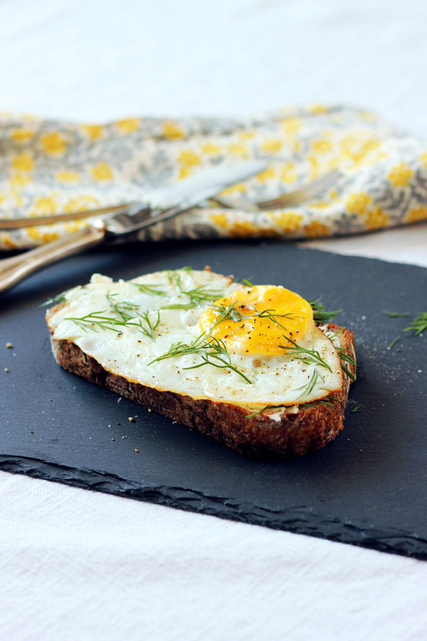 open-faced egg & goat cheese sandwich