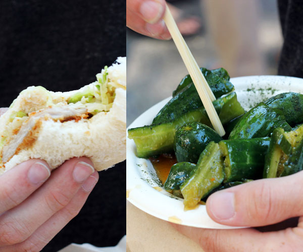 tonkatsu sandwich & japanese cucumber salad from nojo