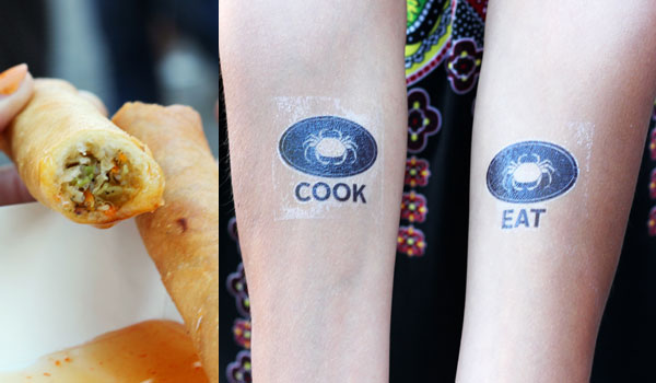 veggie crispy rolls from osha thai & my super cool temporary tattoos