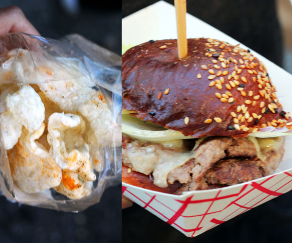 chicharrones and best damn cheeseburger from 4505 meats