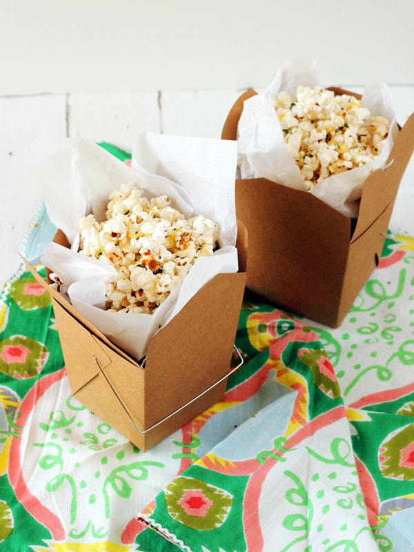 cheesy lemon thyme popcorn