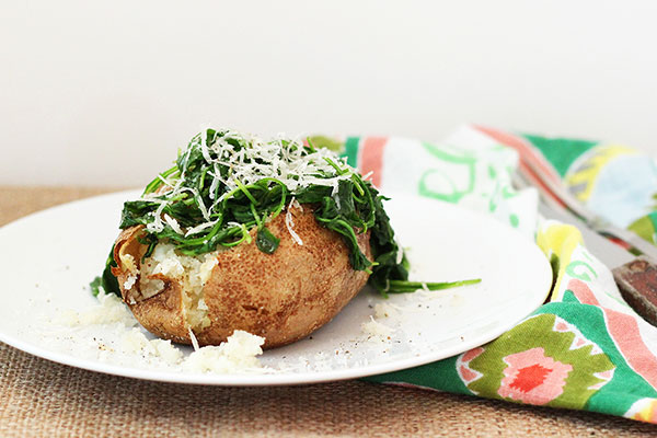 Baked Potato with Sautéed Arugula