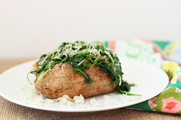 Baked Potato with Sautéed Arugula