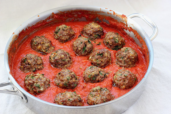 meatballs added to the sauce