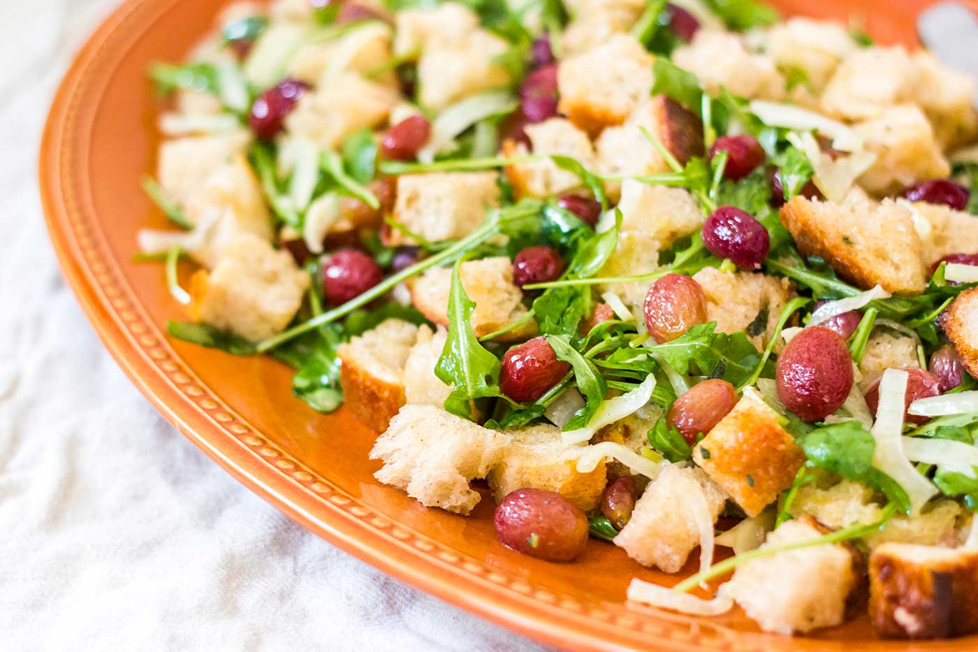 Roasted Grape Panzanella Salad