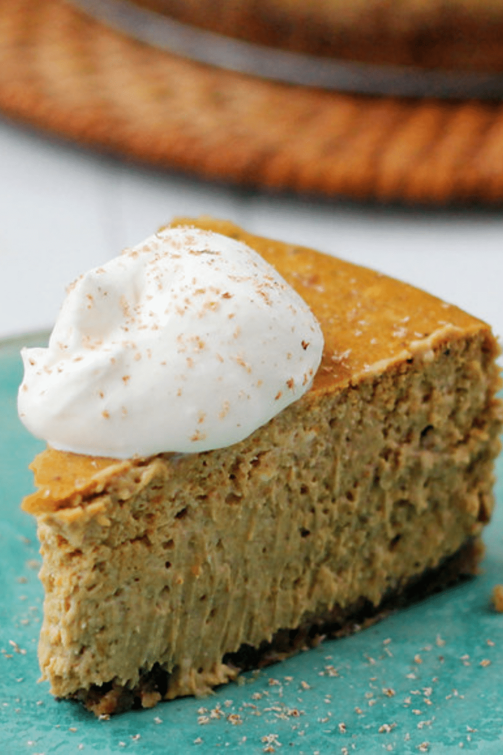 Close-up photo of Bourbon Pecan Pumpkin Cheesecake