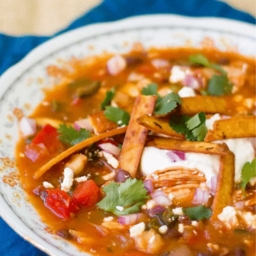 Close up photo of Chicken Tortilla Soup