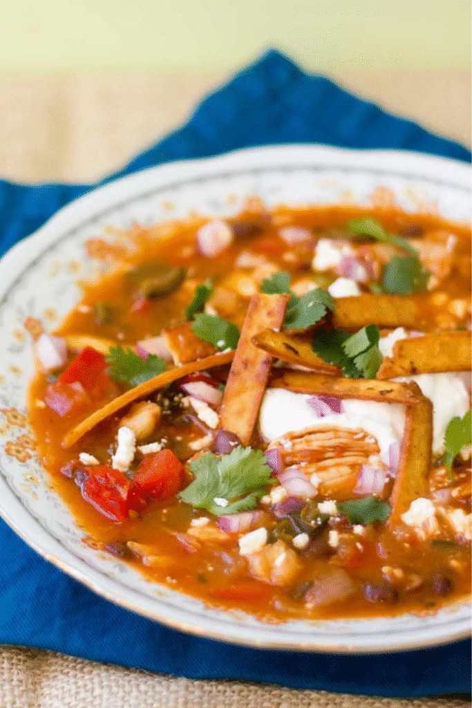 Close up photo of Chicken Tortilla Soup