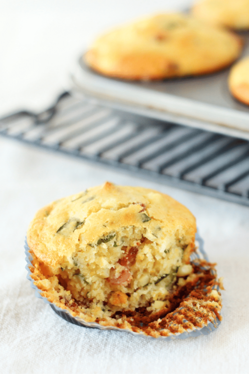Delicious Bacon Basil Cornbread Muffins