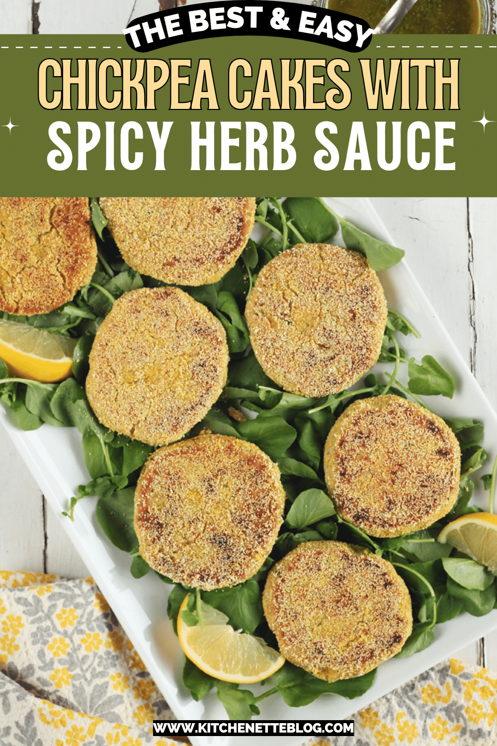Chickpea Cakes with Spicy Herb Sauce
