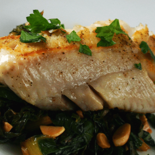 Pan Seared Cod with Rainbow Chard