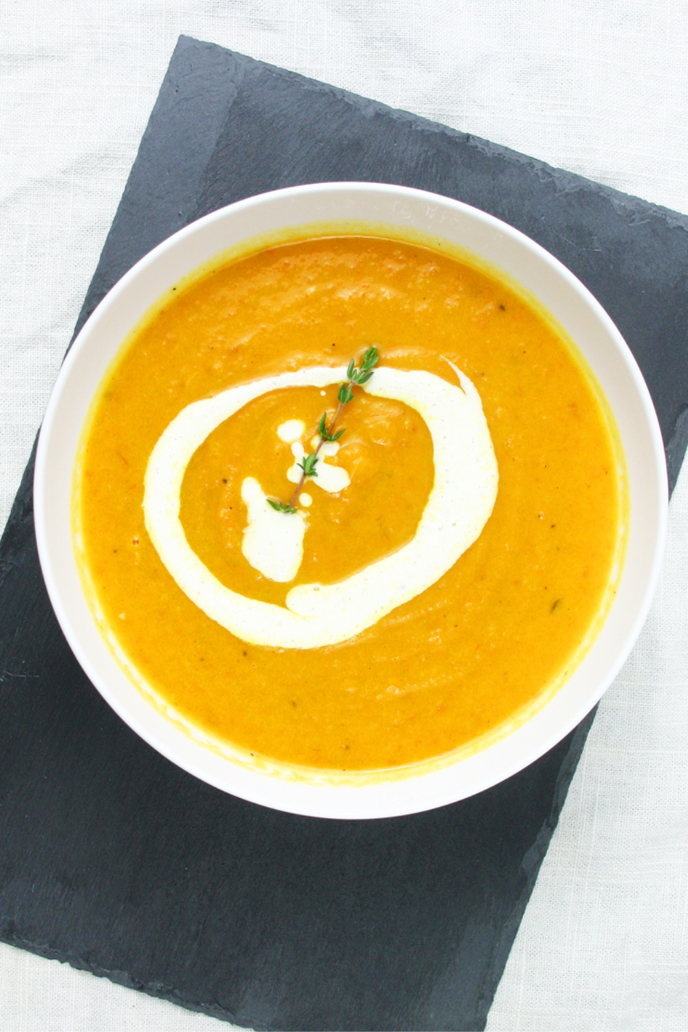 Roasted Carrot & Parsnip Soup with Lemon Ginger Cream