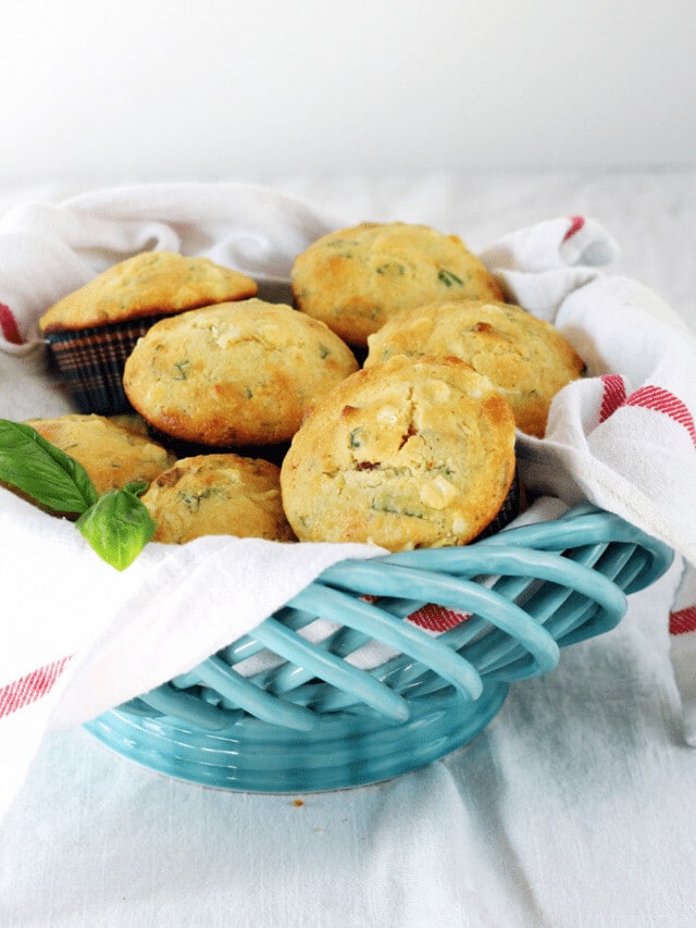 Bacon Basil Cornbread Muffins