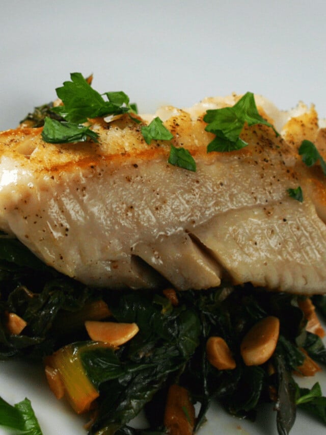 Pan Seared Cod with Rainbow Chard