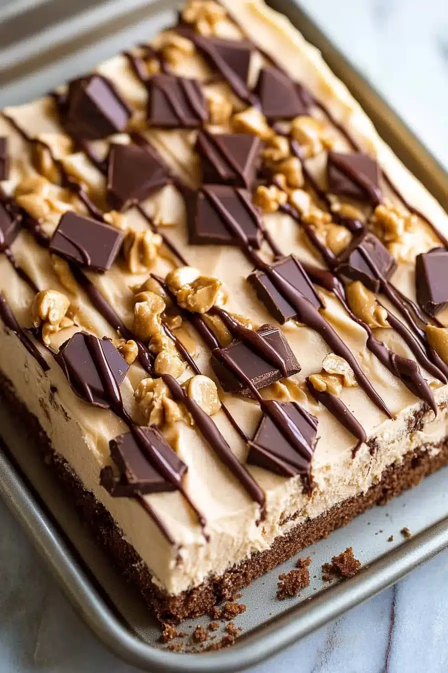 Peanut Butter Chocolate Poke Cake