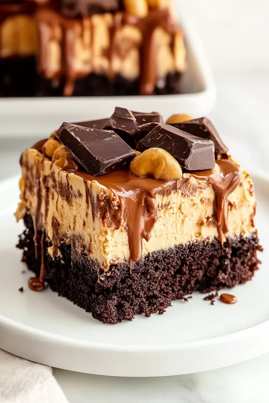 Peanut Butter Chocolate Poke Cake