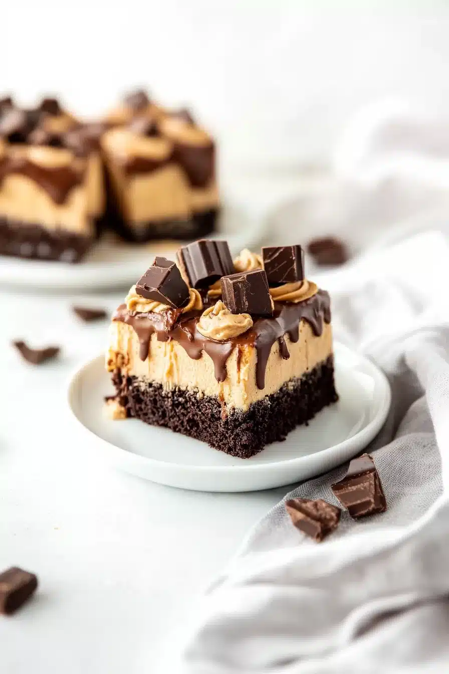 Peanut Butter Chocolate Poke Cake