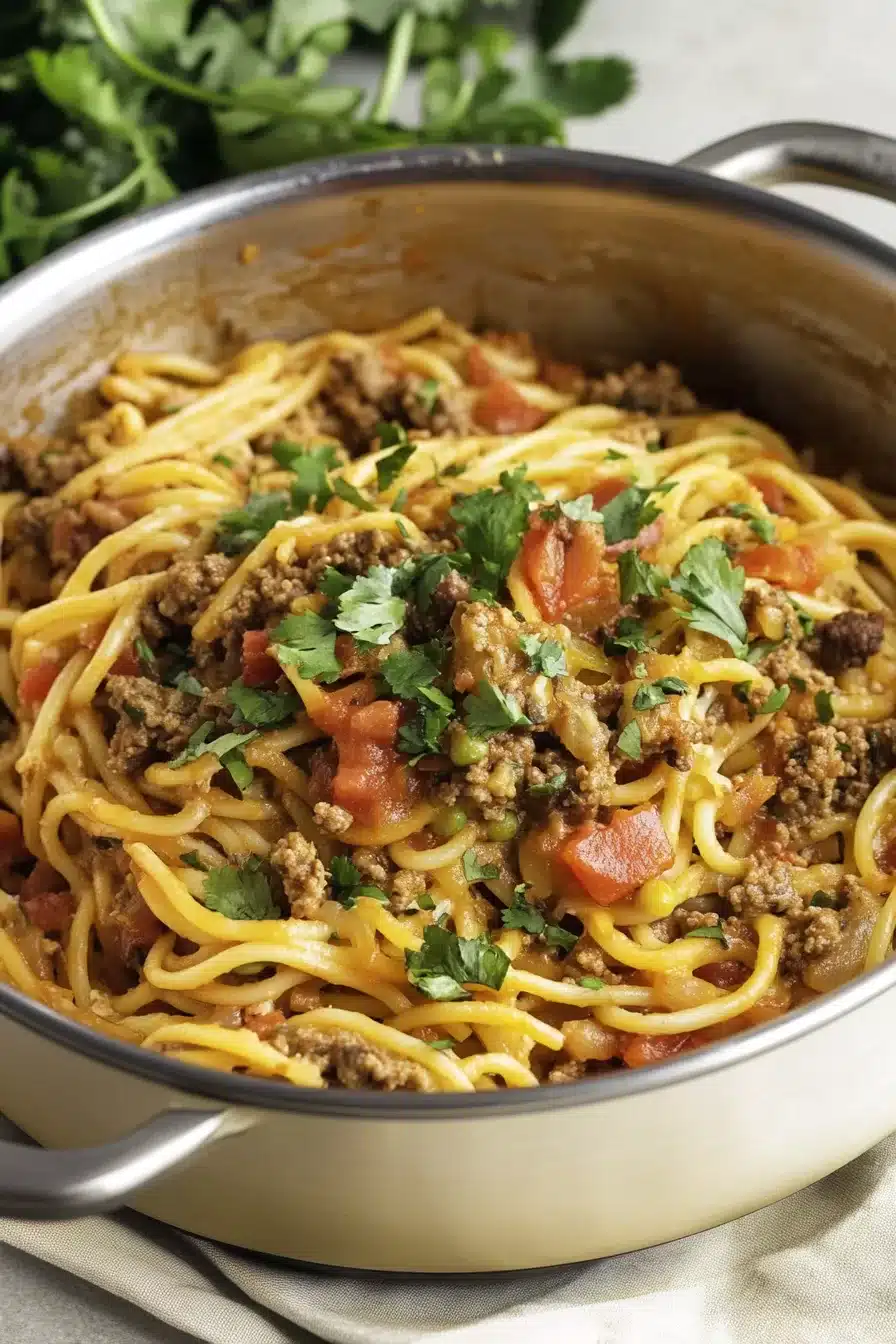 Cheesy Taco Spaghetti