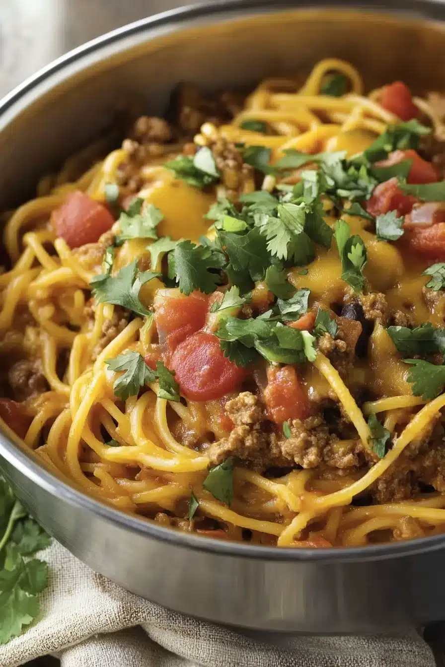 Cheesy Taco Spaghetti