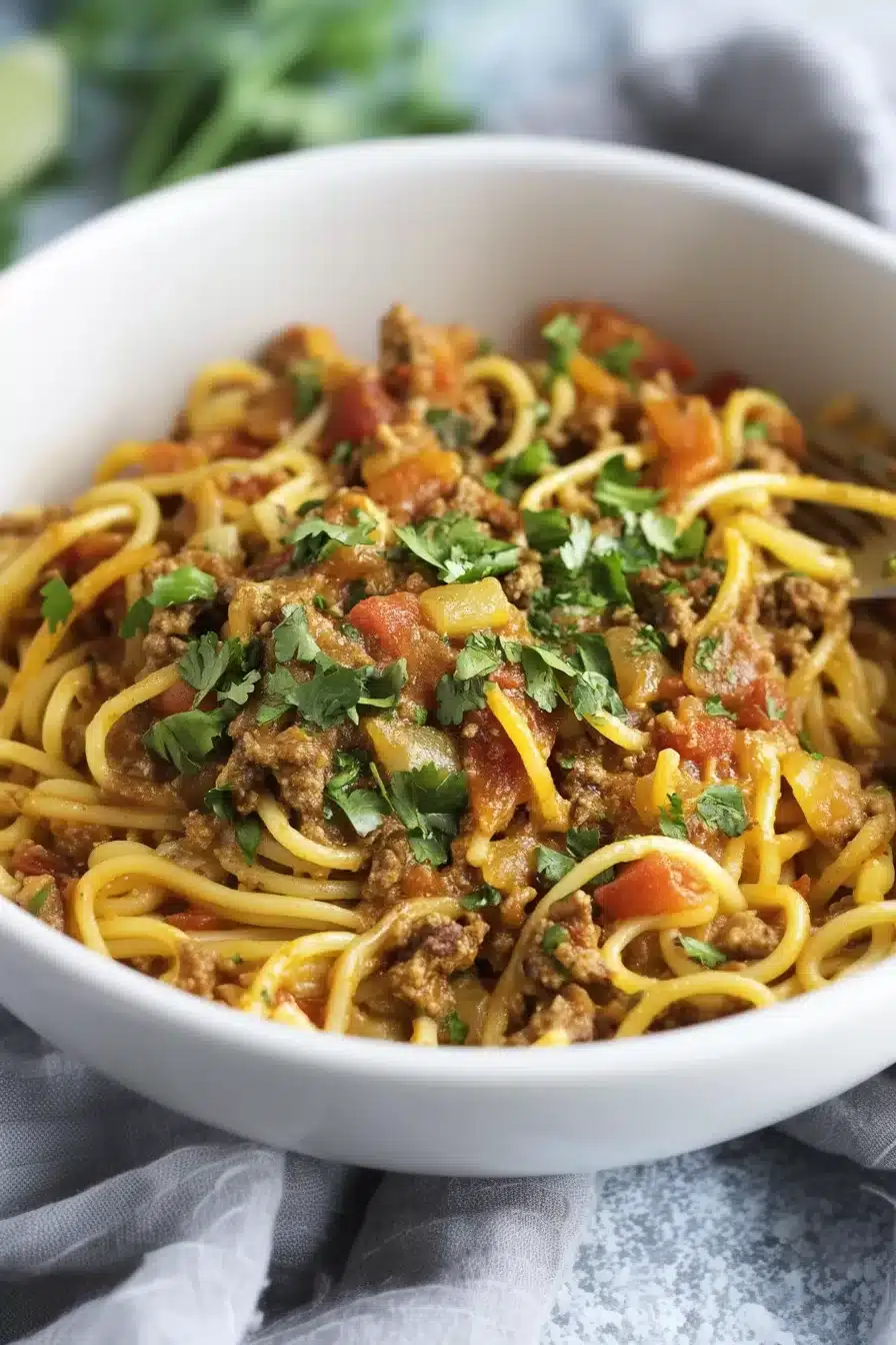 Cheesy Taco Spaghetti
