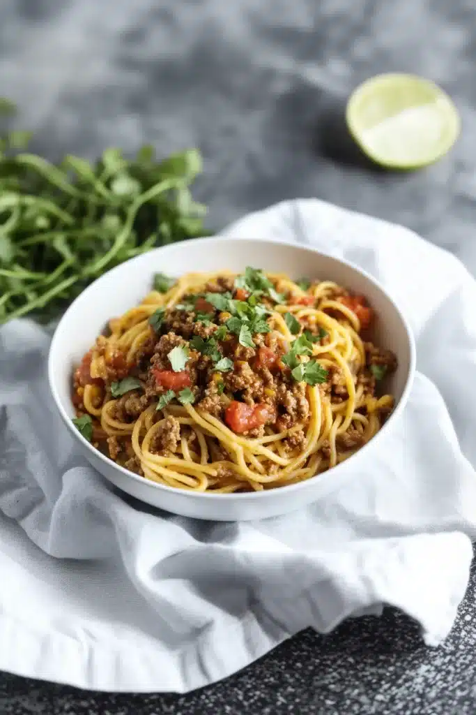 Cheesy Taco Spaghetti