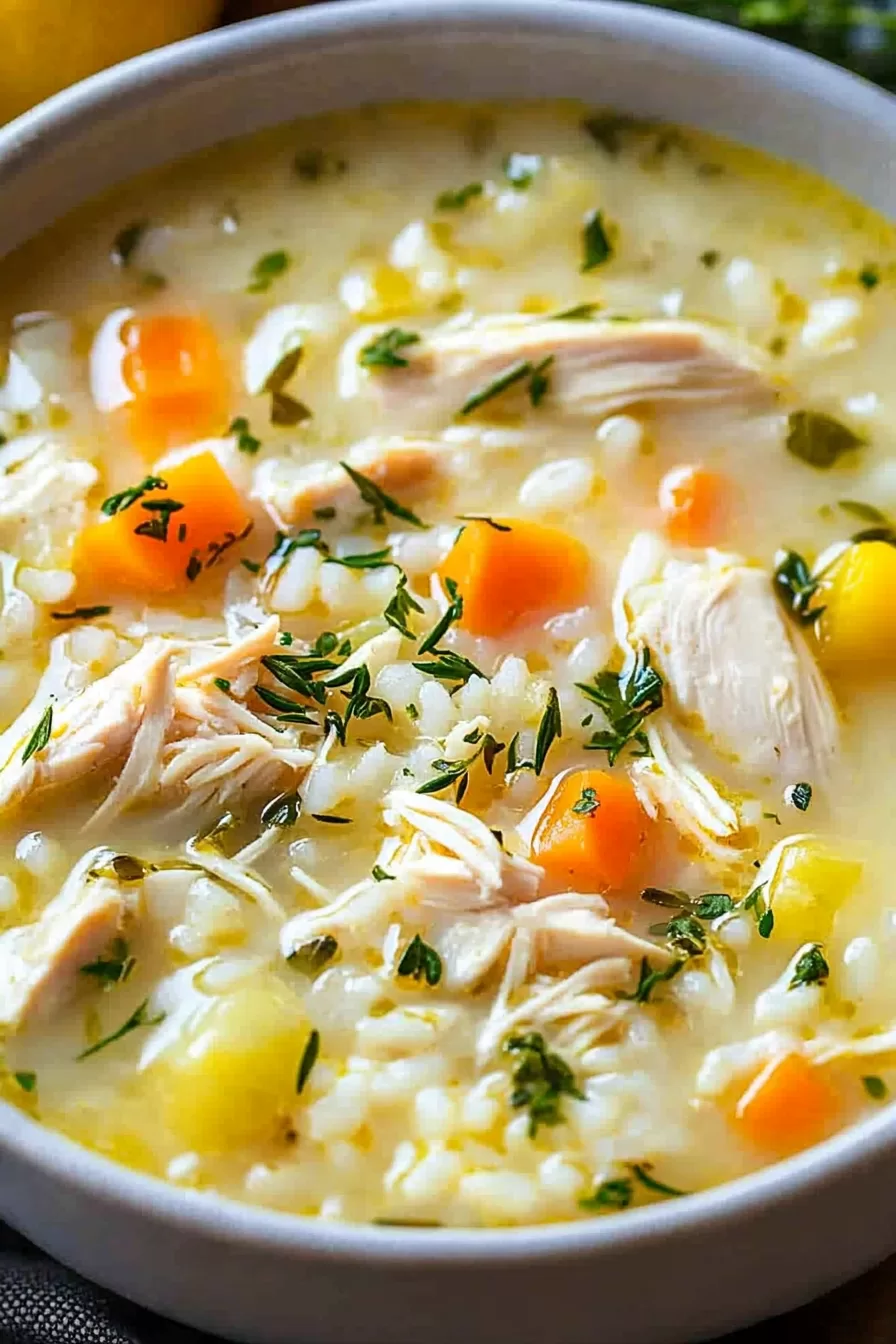 Creamy Greek Lemon Chicken Soup