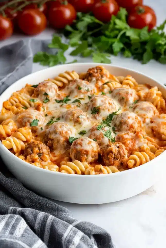 Dump and Bake Meatball Casserole