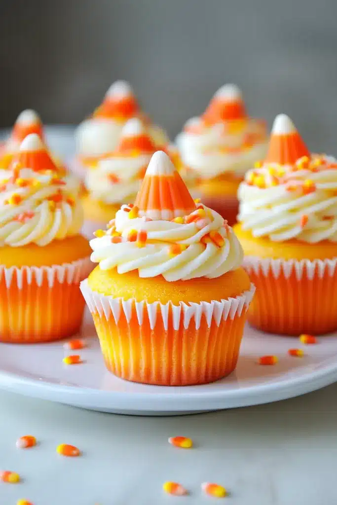 Easy Candy Corn Cupcakes