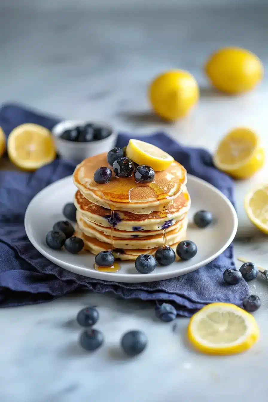 Homemade Lemon Blueberry Pancakes
