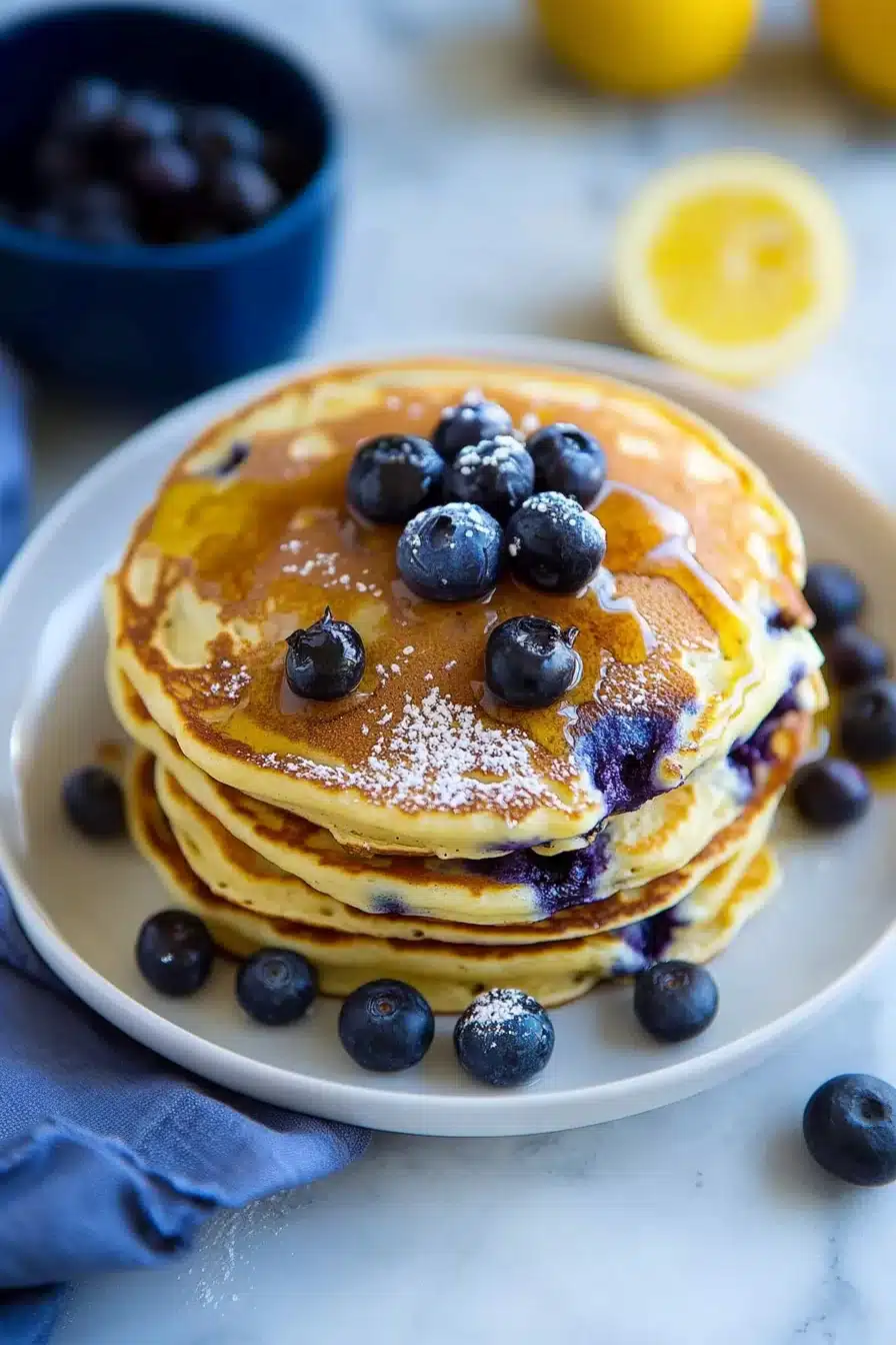 Homemade Lemon Blueberry Pancakes