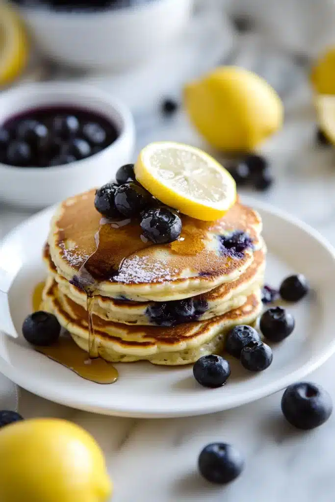 Homemade Lemon Blueberry Pancakes