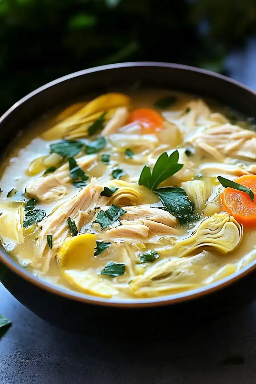 Lemon Chicken Artichoke Soup
