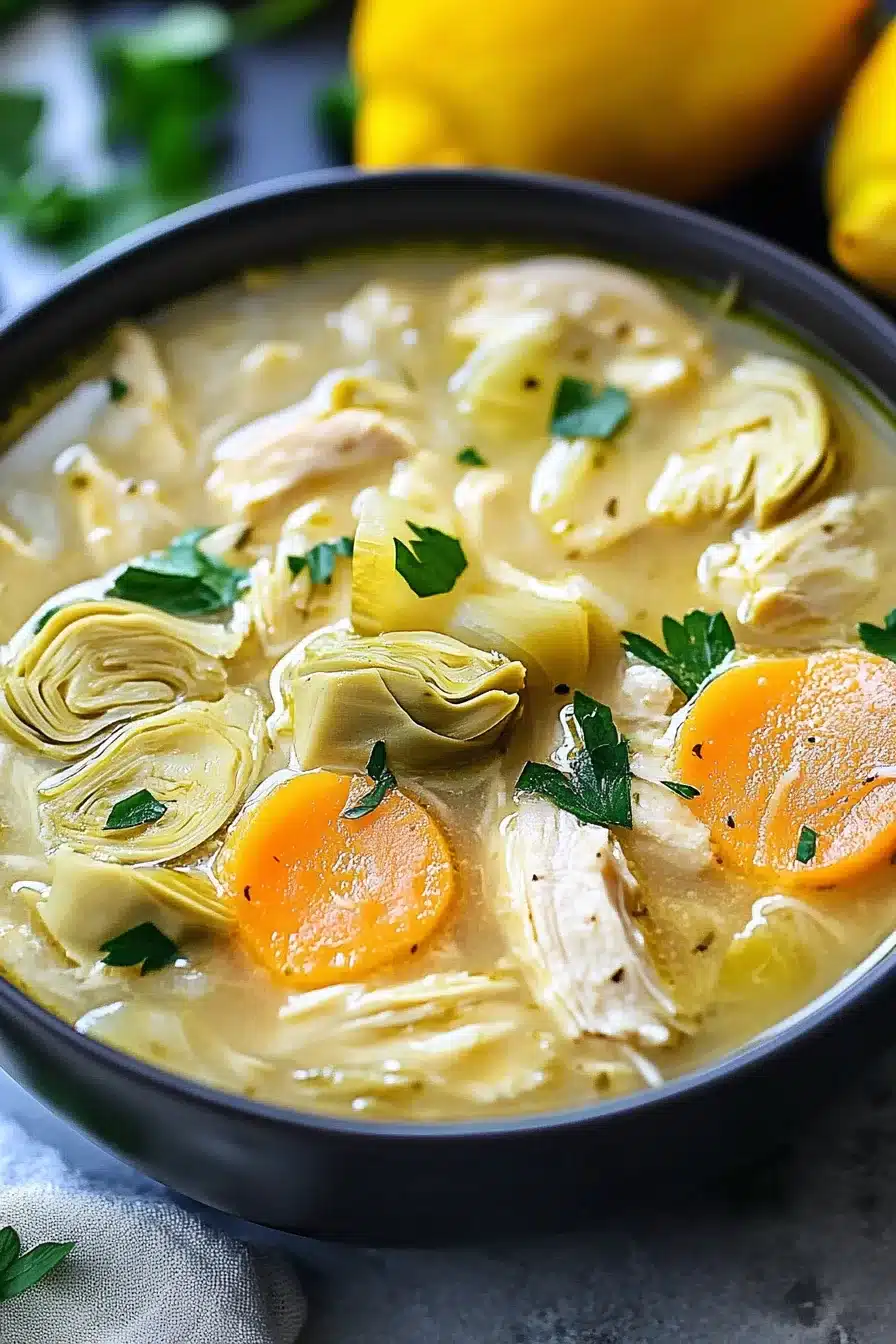 Lemon Chicken Artichoke Soup