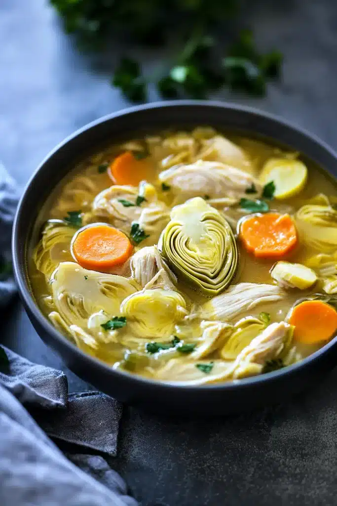 Lemon Chicken Artichoke Soup
