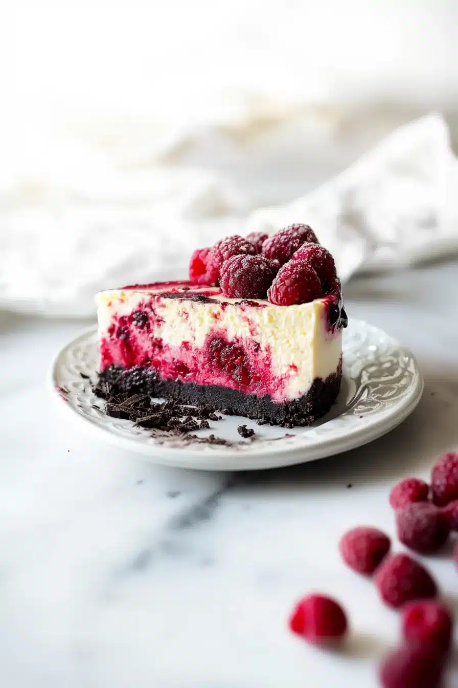 White Chocolate Raspberry Cheesecake