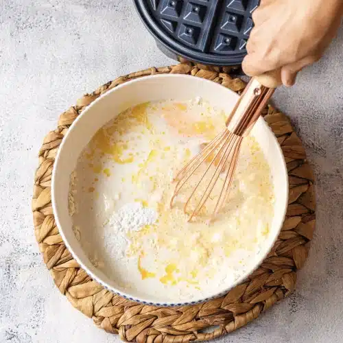 The batter whisked with a wire whisk until just combined